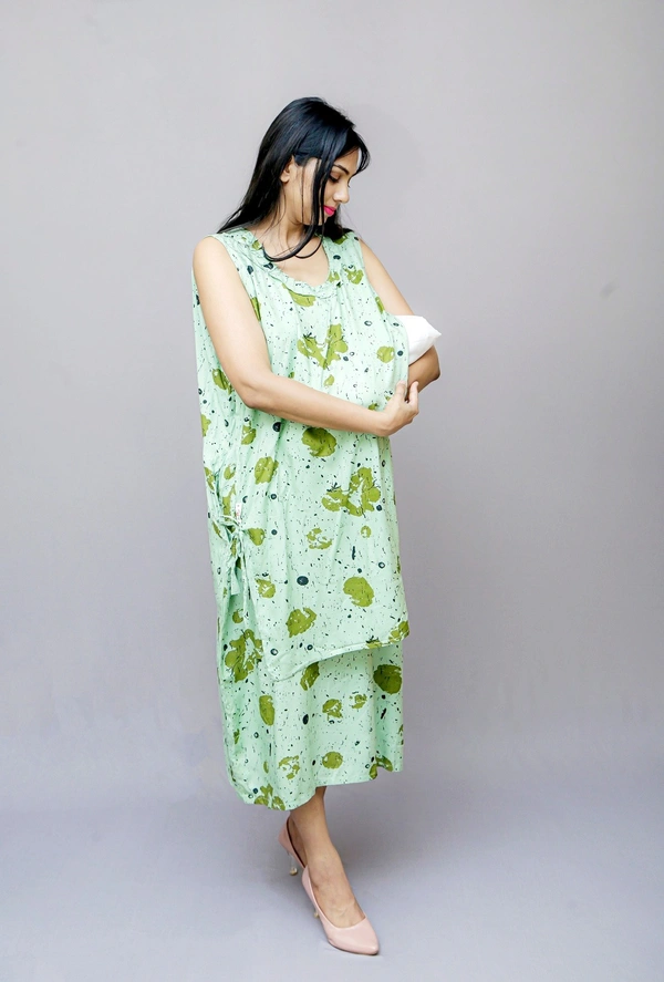 Trendy Maternity Wear Dress with Nursing Cover Flap  - Oilve, 42, Premium Rayon Cotton