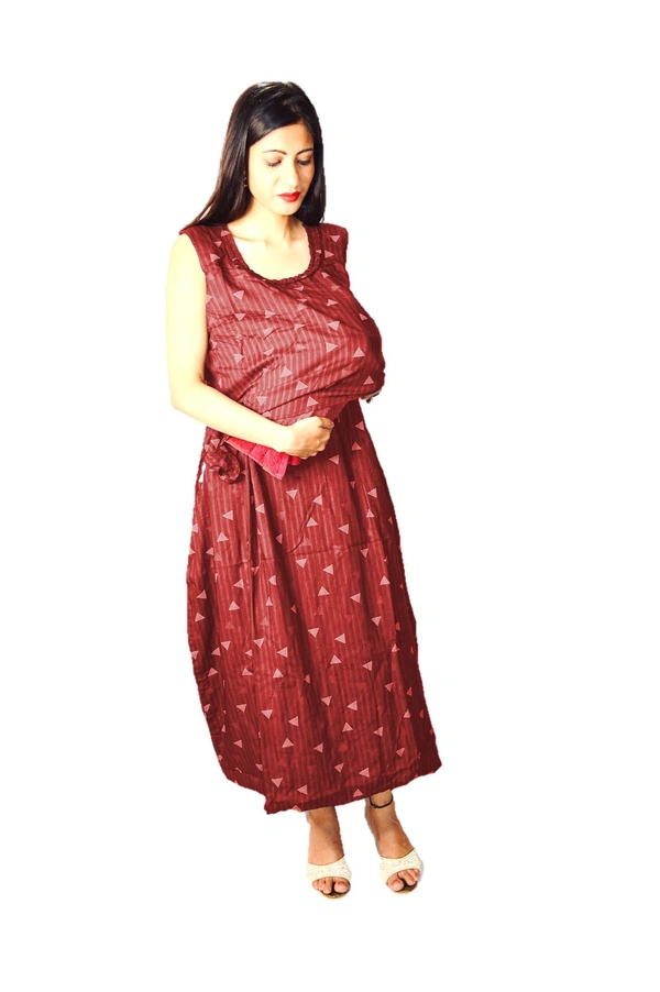 Mom's Kurtiz  Maternity Kurti With Nursing Cover  - Brown, 44, Premium Rayon Cotton