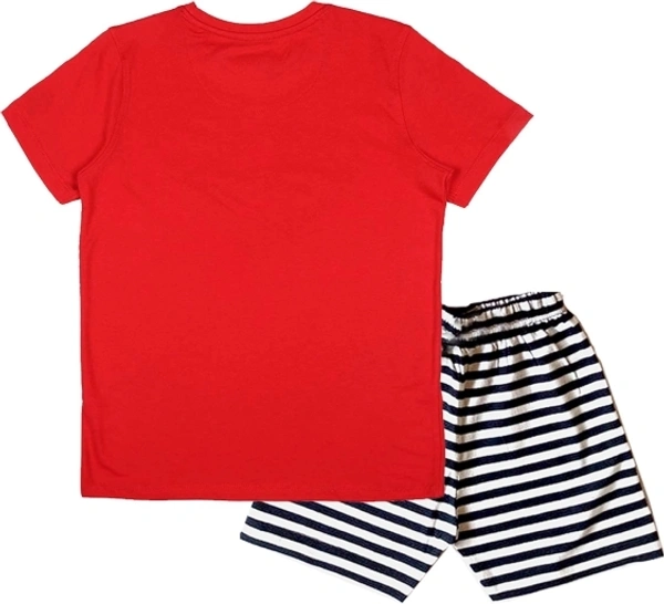 Cotton Tshirt Short Set For Boys - Red, COTTON, 4_5Y