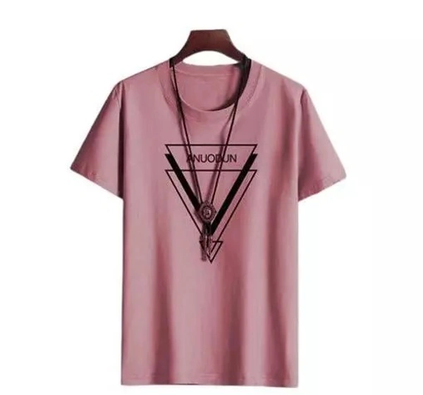 Half sleeves printed t-shirt for men - XL, Cotton, Mauve