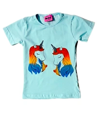 Girls Top leggings set | Clothing Set - 1-2 Yrs, Cotton Bio wash, Turquoise Blue
