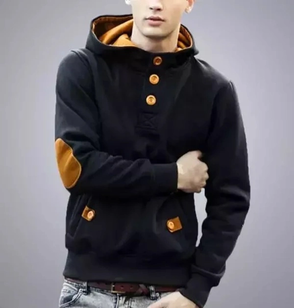 Hoodie For Boys/Mens - Black, Fleece, M_40