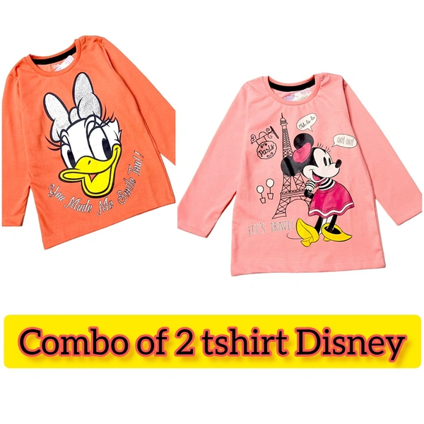 Combo Of 2 Tshirt For Kids Under 500 - Magenta / Fuchsia, Cotton, 3-4 Yrs