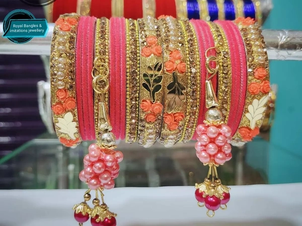 Traditional Chuda Set With Jhumki - Pink, 2-6