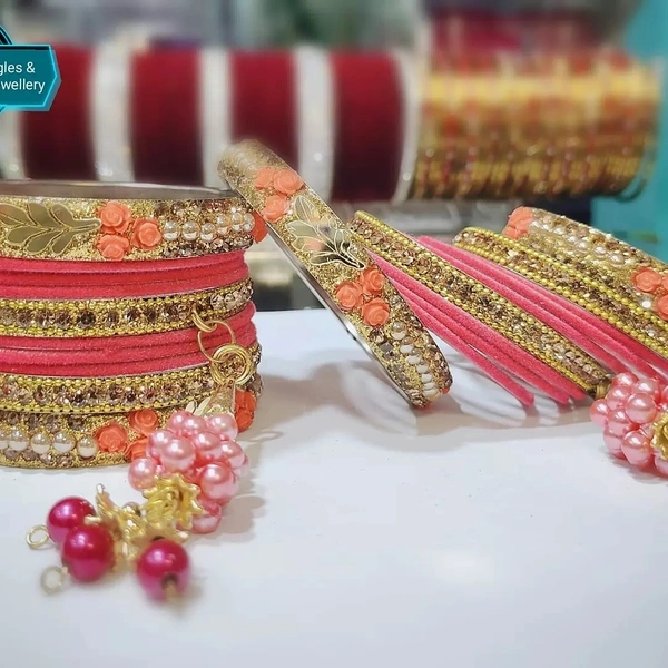 Traditional Chuda Set With Jhumki - Pink, 2-6
