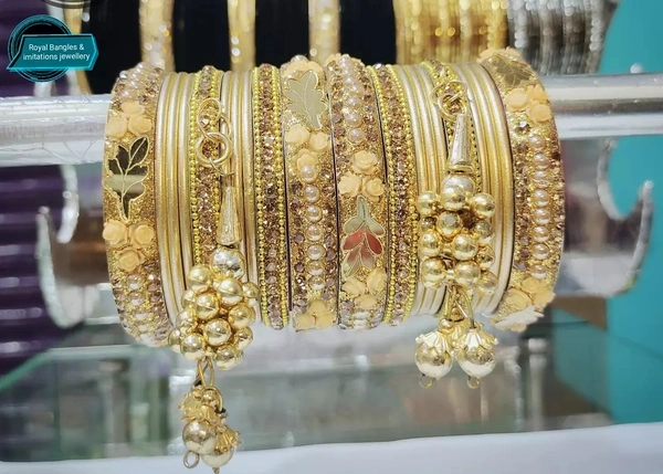 Traditional Chuda Set With Jhumki - Golden , 2-6