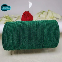 Fancy Metal Velvet Mate Finished Bangles - Green, 2-6