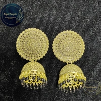 Beautiful Metal Jhumka  - light yellow 