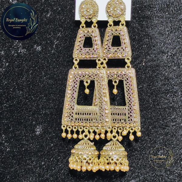Gold Plated Long Earrings  - Golden 