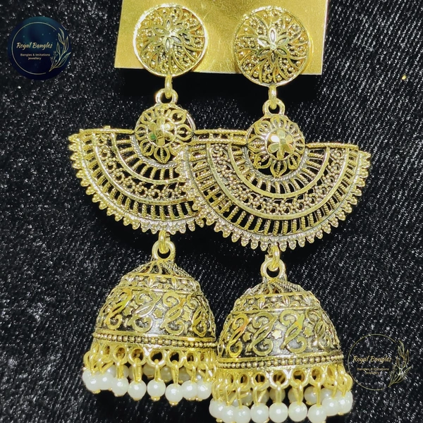 Gold Plated Long Earrings  - Golden 