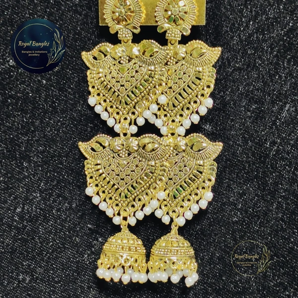 Gold Plated Long Earrings  - Golden 