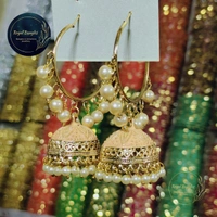Golden Earrings With Jhumka  - yellow 