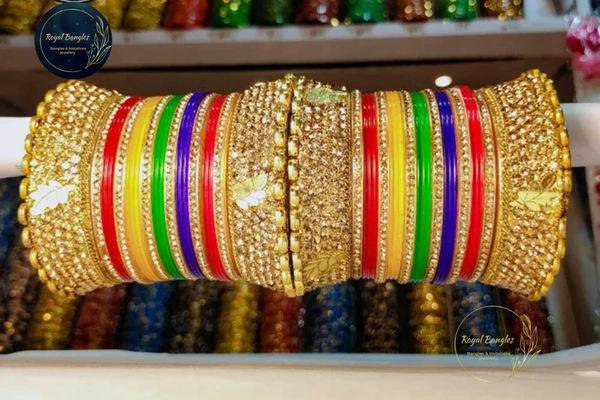 Acrylic Bridal Chuda  - Multi color , 2-4