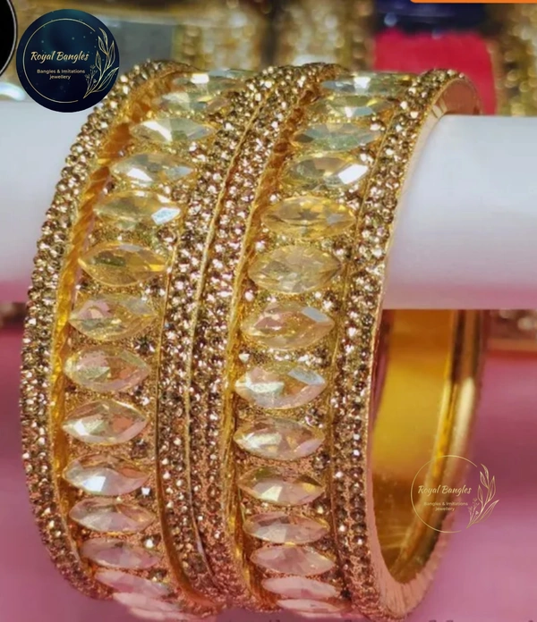 Golden Stone Bangles Set  - Golden , 2-6