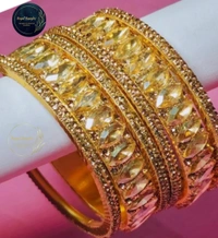 Golden Stone Bangles Set  - Golden , 2-6