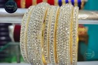 Silver Stone Bangles Set  - 2-4