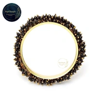 Traditional  Pearl Studded Gold Plated Bangles  - Black , 2-4
