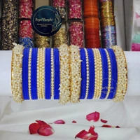 Traditional Velvet Chuda Bangles Set With Pearl Kada - Bkue, 2.4