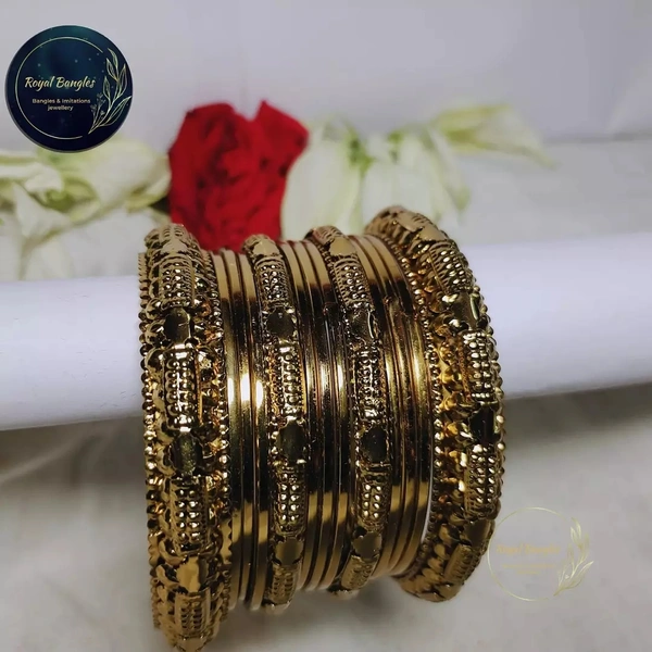 Metal Bangles Set  - Antique plated , 2.4