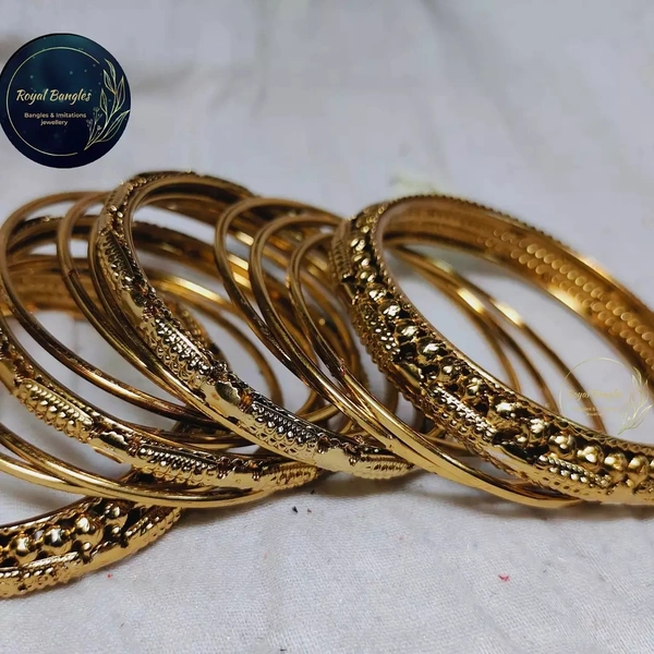 Metal Bangles Set  - Antique plated , 2.4