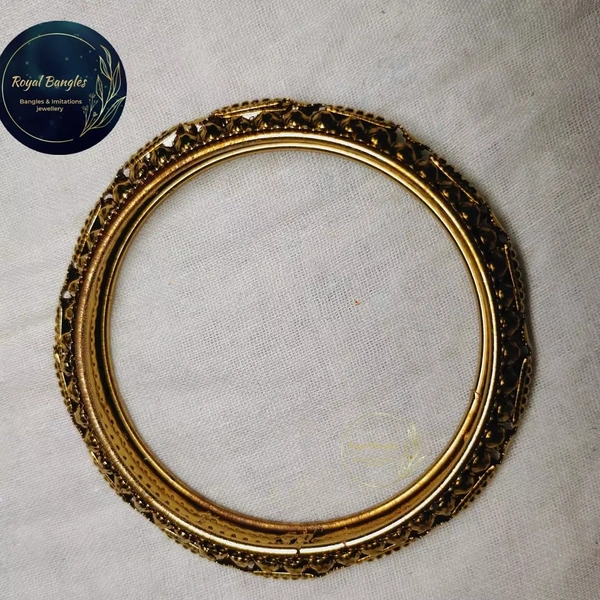 Metal Bangles Set  - Antique plated , 2.4
