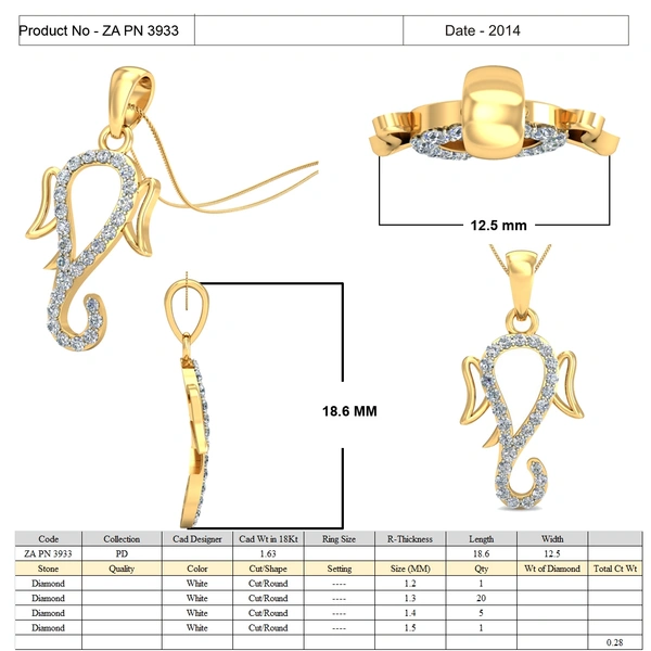 ZA PN 3933 - 3DM, STL, 1JPG / No Changes Applicable / Files send via emails or Wetransfer Only.