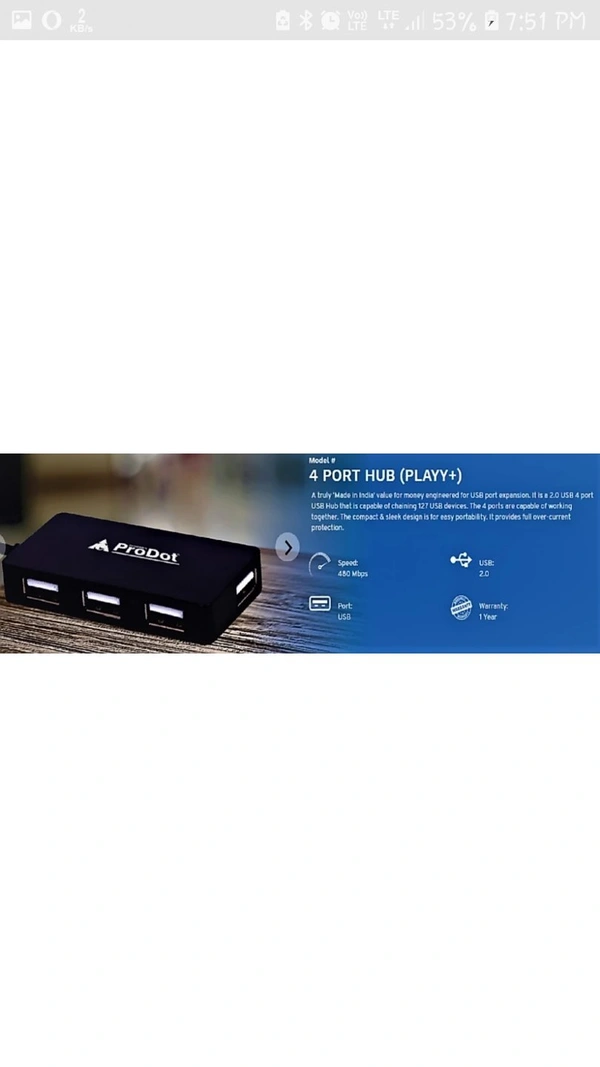 ProDot Playy Plus 2.0 4-Port High Speed Playy Plus 2.0 - Black