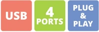 Zebronics 100HB High Speed 4 Port USB Hub - Black