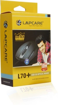 Lapcare USB OPTICAL MOUSE L-70 PLUS Wired Optical Mouse - Black