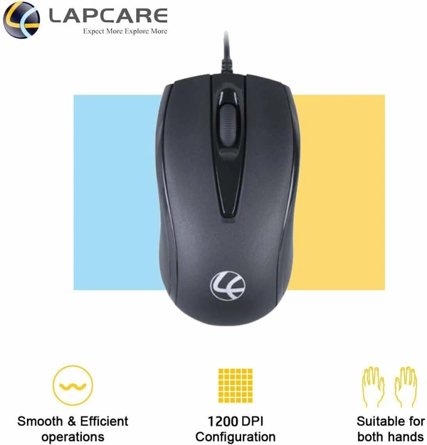 Lapcare USB OPTICAL MOUSE L-70 PLUS Wired Optical Mouse - Black