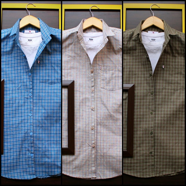 USPOLO ASSN SHIRTSOriginal QUALITY  Full sleeves 100% cotton SHIRTS - L, BLUE & ORENGE CHECK