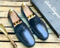 🎀MEN FORMAL SHOES LEATHER LUXURY FASHION🎀 - DARK BROWN, 9