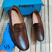 LEATHER LOAFER BY MEN SHOES - DARK BROWN, 9