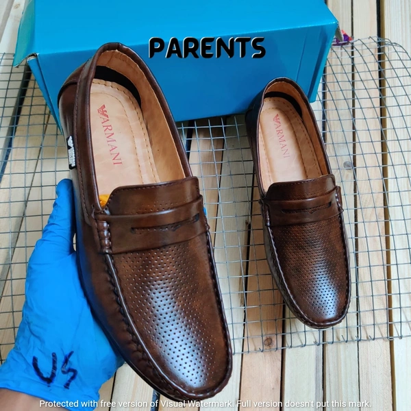 LEATHER LOAFER BY MEN SHOES - DARK BROWN, 9