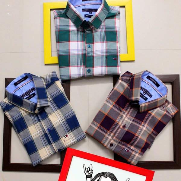 Tommy Hilfiger®️ SHIRTSOriginal Quality  Full sleeves 100% cotton shirts - BLUE, L