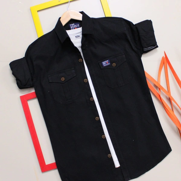 Superdry Rfd cargo®️  SHIRTSOriginal QUALITY  Full sleeves CARGO SHIRTS - BLACK, XL