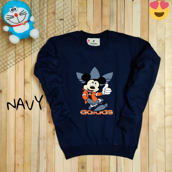 ADIDAS SWEATSHIRT FOR MEN - NAVY BLUE, M