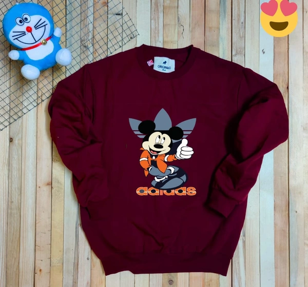 ADIDAS SWEATSHIRT FOR MEN - MAROON, L
