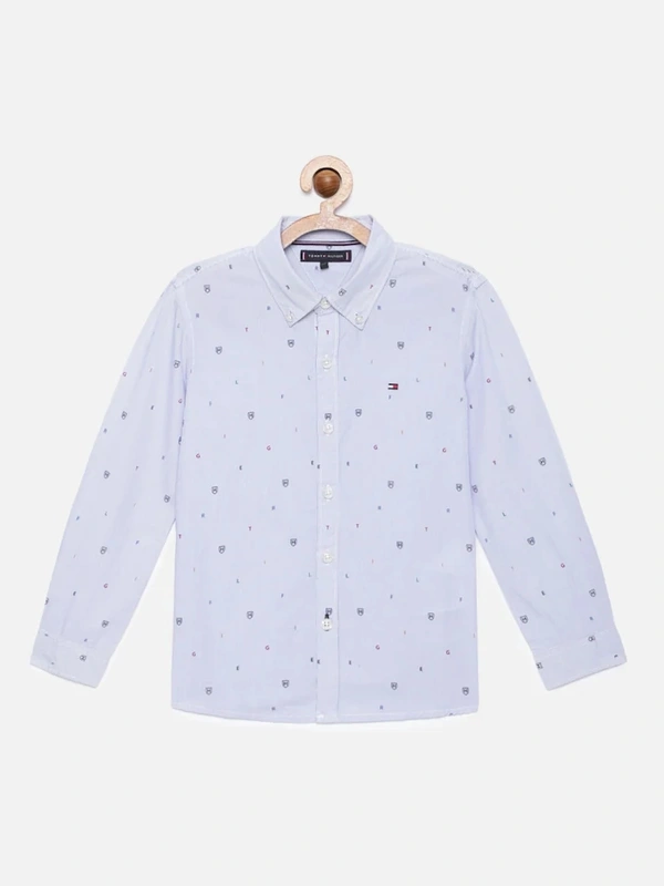 Tommy Hilfiger Boys Blue Pure Cotton Casual Shirt - Blue, 13-14Y