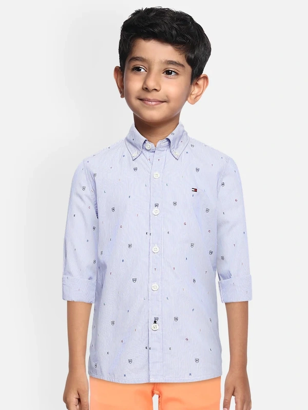Tommy Hilfiger Boys Blue Pure Cotton Casual Shirt - Blue, 11-12Y