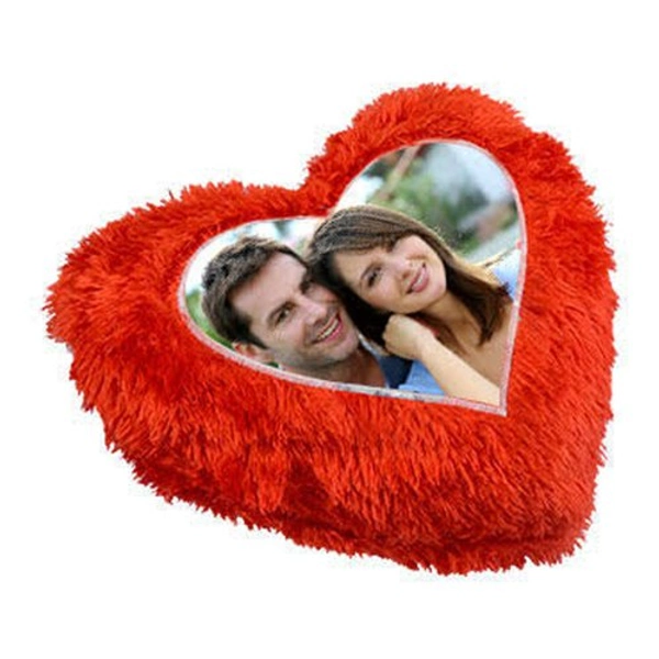 Customizable Cushion Heart Shape - red fur, medium