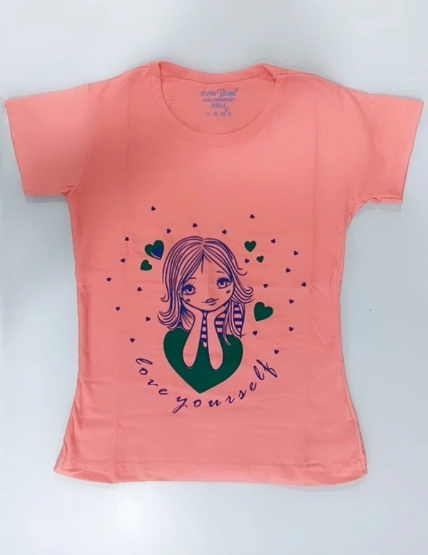 Girls Tshirt - 3 - 4 Years (24 Inches), Peach