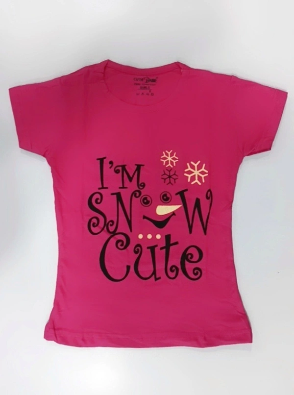 Girls Tshirt - 5 - 6 Years (26 Inches), Dark Pink