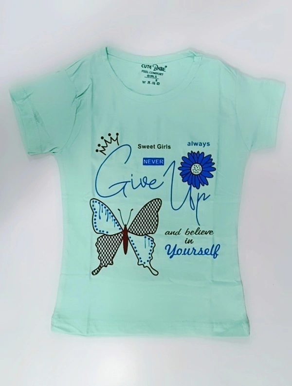 Girls Tshirt - 3 - 4 Years (24 Inches), Cyan Aqua