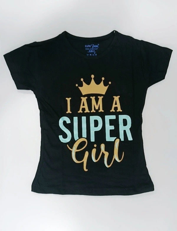 Girls Tshirt - 7 - 8 Years (28 Inches), Black