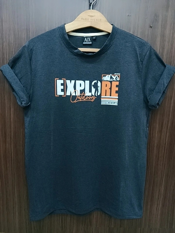 Men's Round Neck Tshirt - Large, Dark Grey Melange