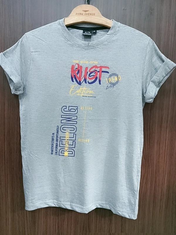 Men's Round Neck Tshirt - Large, Grey Melange