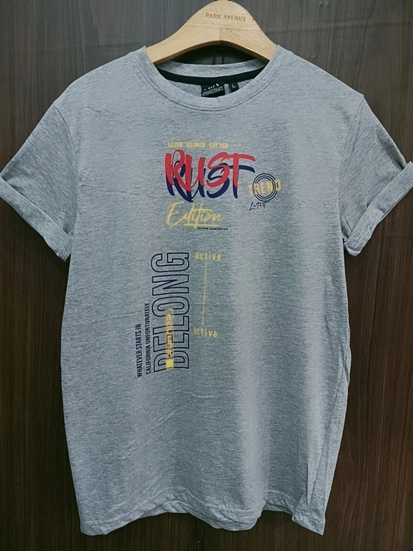 Men's Round Neck Tshirt - Large, Grey Melange