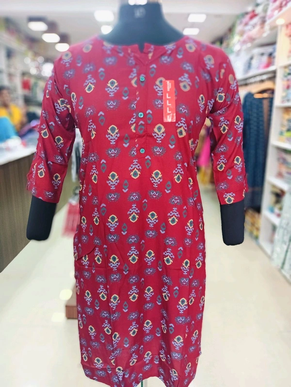 Kurti with Pocket KL004 - Bright Red, X-Large