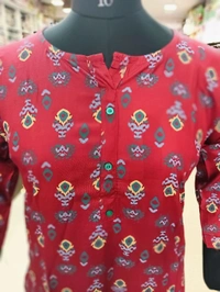 Kurti with Pocket KL004 - Bright Red, X-Large